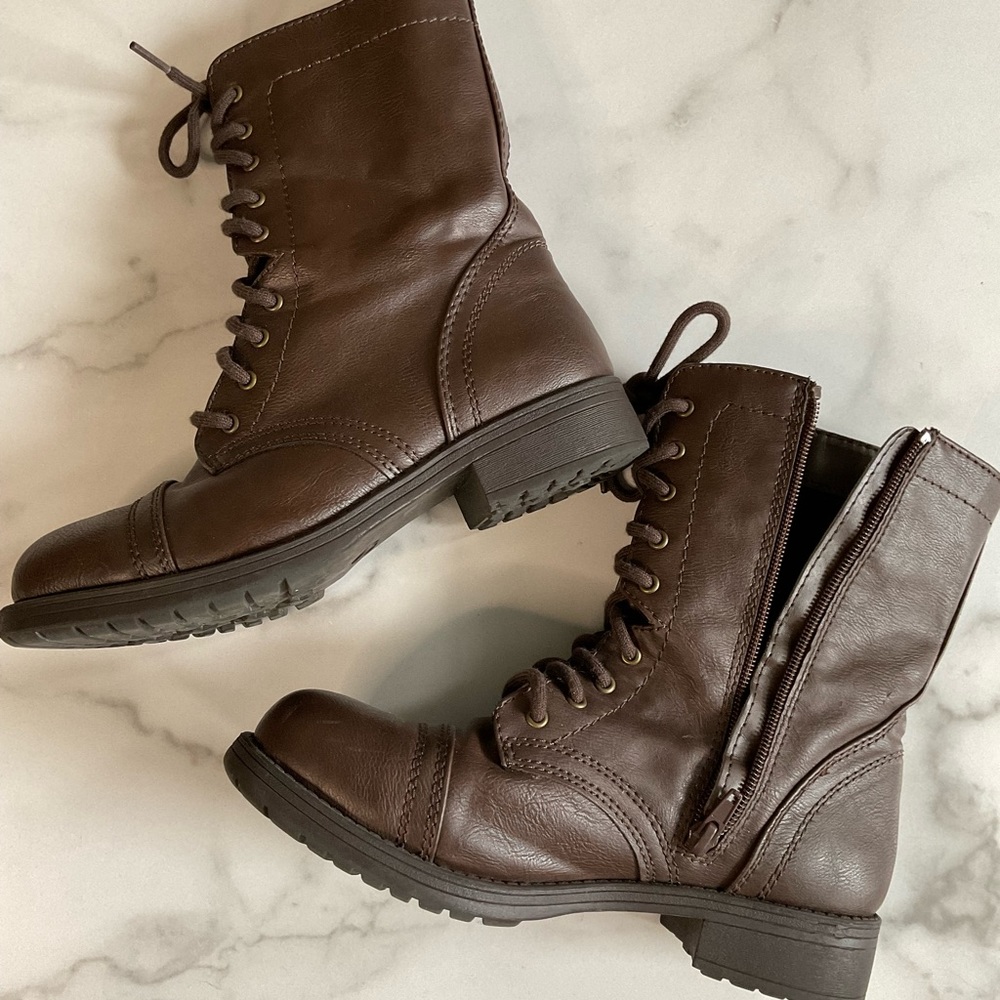 Brown Lace-up Boots